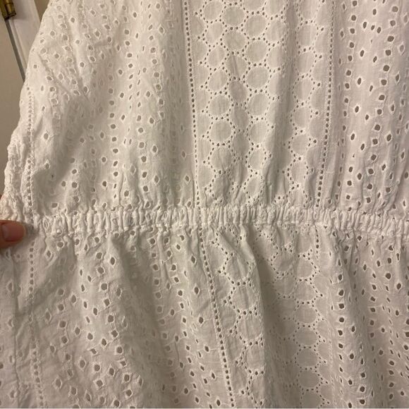 Kona Sol Cotton white Eyelet open front swimsuit coastal beachy Cover Up S/M - Picture 6 of 13